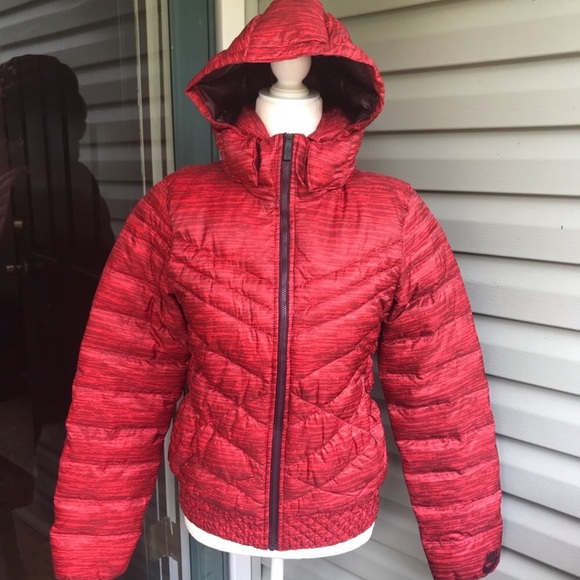 nike red padded jacket with hood